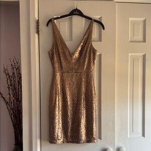 Lulu's Glittering Bronze Sequin Mini Dress